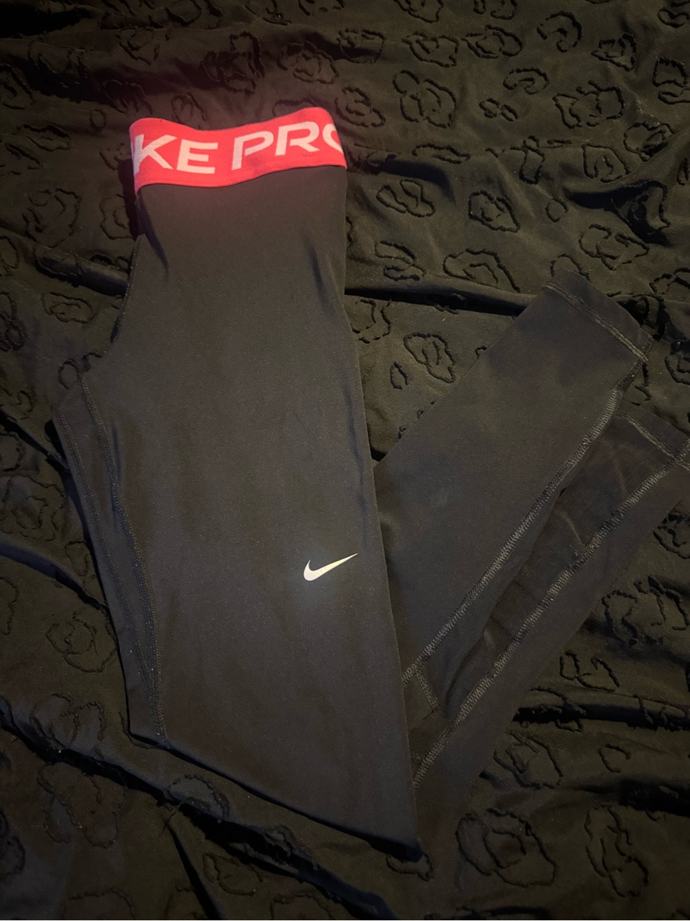 Nike Pro Leggings with Pink Waistband